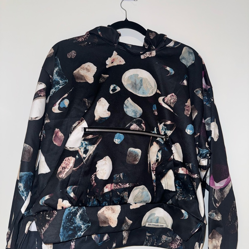 Black Hoodie with Abstract Print